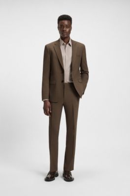 Extra-slim-fit suit in stretch dobby, Brown