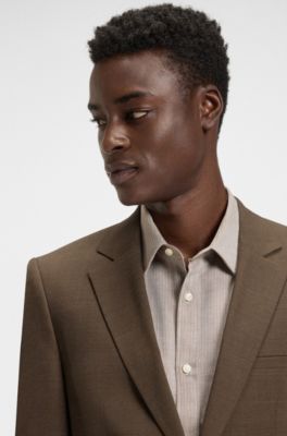 Extra-slim-fit suit in stretch dobby, Brown