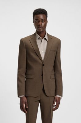 Extra-slim-fit suit in stretch dobby, Brown