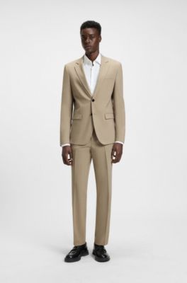 Extra-slim-fit suit in stretch dobby, Beige