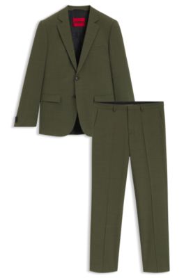 Extra-slim-fit suit in stretch dobby, Olive