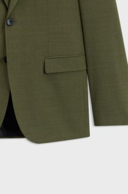 Extra slim fit jakkes&aelig;t i dobbystof med str&aelig;k, Olivengr&oslash;n