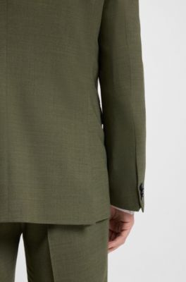 Extra slim fit jakkes&aelig;t i dobbystof med str&aelig;k, Olivengr&oslash;n