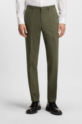 Extra slim fit jakkes&aelig;t i dobbystof med str&aelig;k, Olivengr&oslash;n