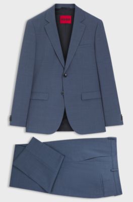 Extra-slim-fit suit in stretch dobby, Blue