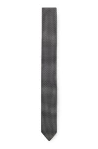 Silk tie with jacquard pattern, Grey