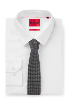 Silk tie with jacquard pattern, Grey