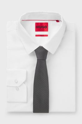 Silk tie with jacquard pattern, Grey