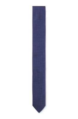 Silk tie with jacquard pattern, Blue