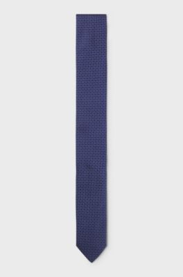 Silk tie with jacquard pattern, Blue