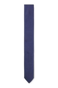 Silk tie with jacquard pattern, Blue
