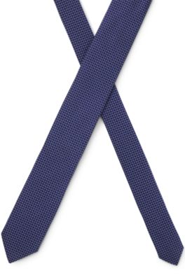 Silk tie with jacquard pattern, Blue