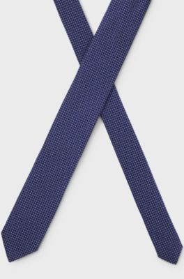 Silk tie with jacquard pattern, Blue