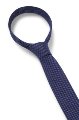 Silk tie with jacquard pattern, Blue