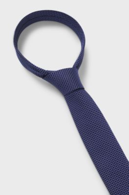 Silk tie with jacquard pattern, Blue