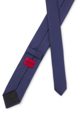 Silk tie with jacquard pattern, Blue