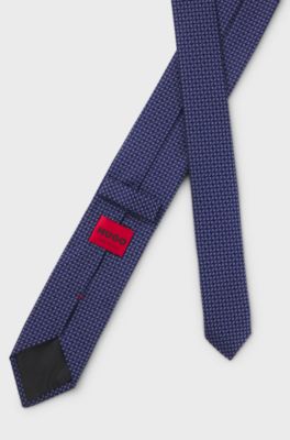 Silk tie with jacquard pattern, Blue