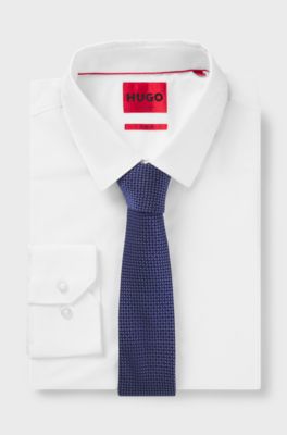 Silk tie with jacquard pattern, Blue
