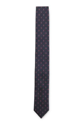 Silk tie with jacquard pattern, Black Patterned