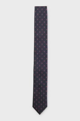 Silk tie with jacquard pattern, Black Patterned