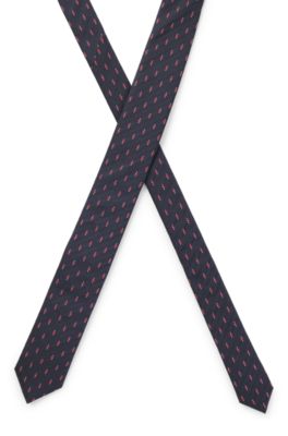 Silk tie with jacquard pattern, Black Patterned