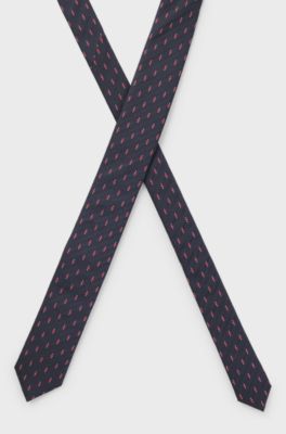Silk tie with jacquard pattern, Black Patterned