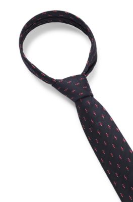 Silk tie with jacquard pattern, Black Patterned