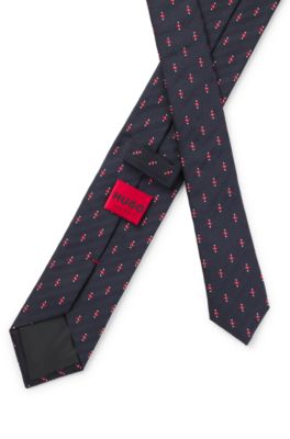 Silk tie with jacquard pattern, Black Patterned
