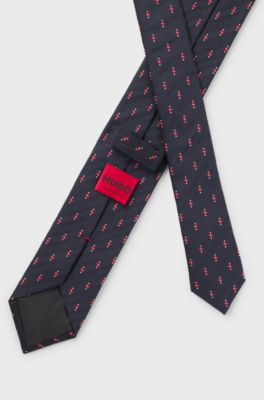 Silk tie with jacquard pattern, Black Patterned