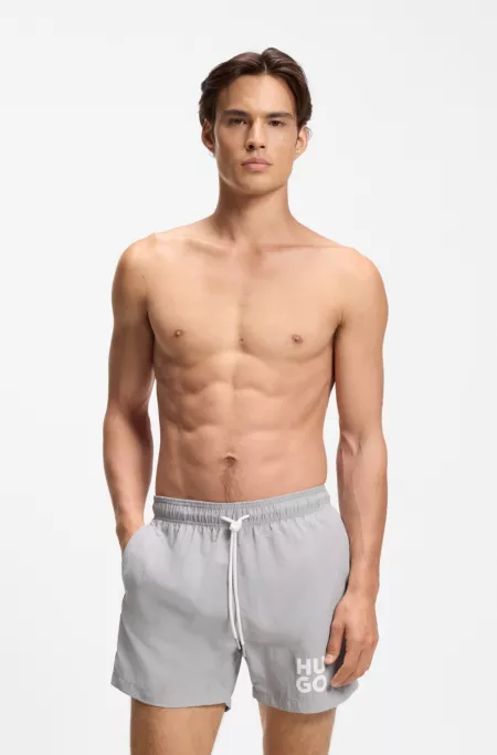 Quick-dry swim shorts with printed stacked logo