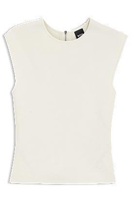 Knitted top with waist darts and exposed rear zip