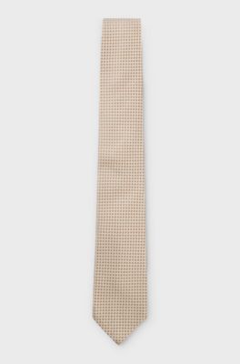 Formal tie in Italian silk jacquard, Natural