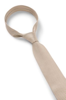 Formal tie in Italian silk jacquard, White