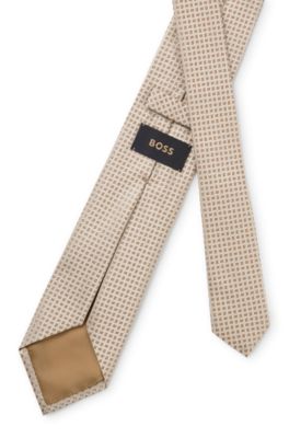 Formal tie in Italian silk jacquard, White