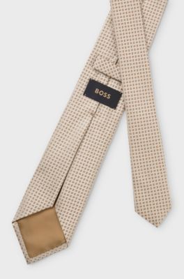 Formal tie in Italian silk jacquard, Natural