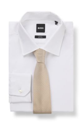Formal tie in Italian silk jacquard, White