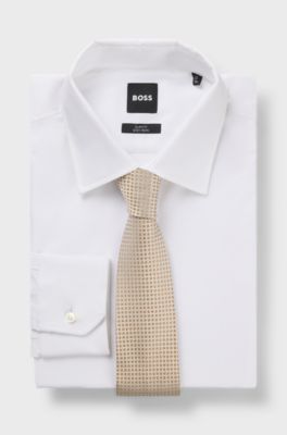 Formal tie in Italian silk jacquard, Natural