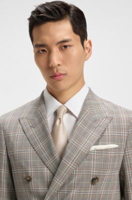 Formal tie in Italian silk jacquard, White