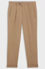 Relaxed-fit trousers in cotton-blend twill, Beige