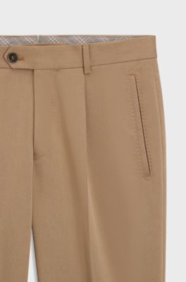 Relaxed-fit trousers in cotton-blend twill, Beige