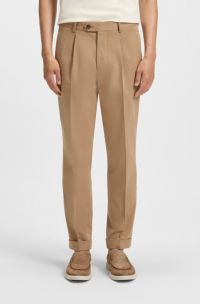 Pantalon Relaxed en twill de coton mélangé, Beige