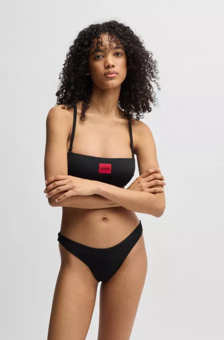 Bandeau bikini top with logo label
