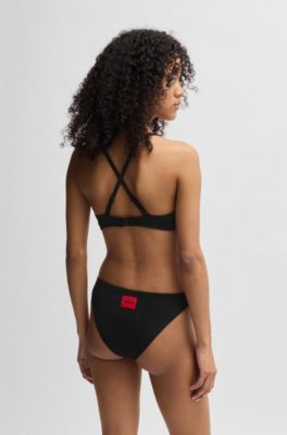 Bikini bottoms with logo label, Black
