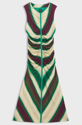 Printed-jersey dress with gathered front, Patterned