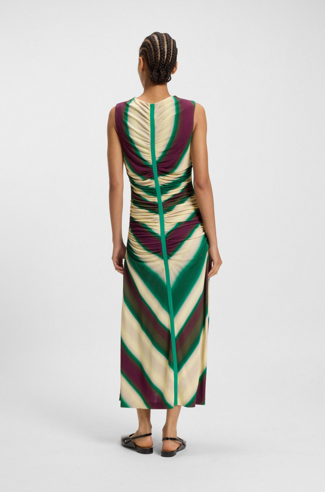 BOSS - Printed-jersey dress with gathered front - Patterned