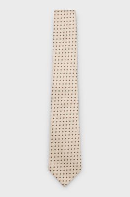 Italian-silk tie with dot pattern, Natural