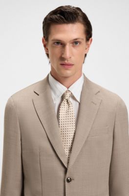 Italian-silk tie with dot pattern, Natural