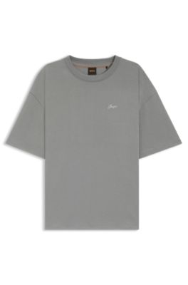 BOSS GREEN コットンジャージー TAPE LOGO ロゴ 半袖 Tシャツ BOSS - コットンジャージー Tシャツ ロゴパッチ - グリーン