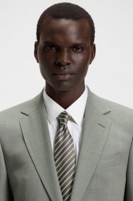 Diagonal-stripe tie in Italian silk jacquard, White stripes