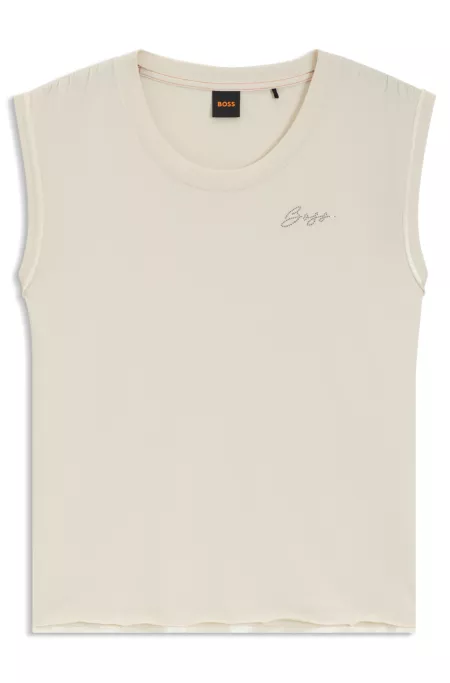 Haut en jersey de coton avec logo à strass